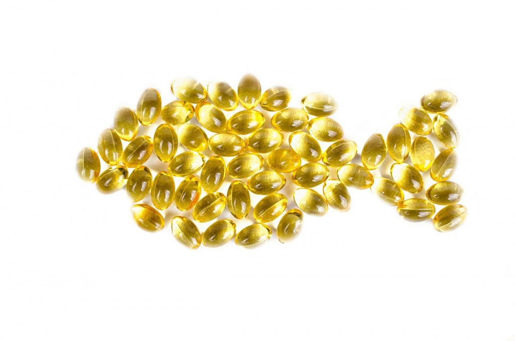 een vis afbeelding gemaakt van visolie capsules